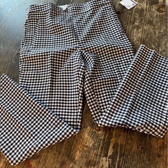 JULES& LEOPOLD Black& White Checkered Pants- pull on kick flare fun& flattering - Picture 2 of 9